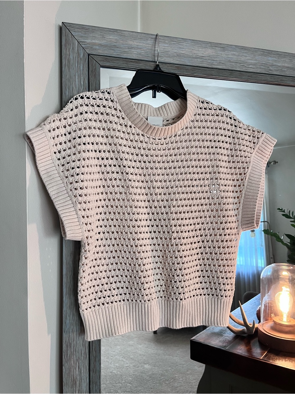 Varley, S, Julianna knit top, birch, staple piece!  EUC!!